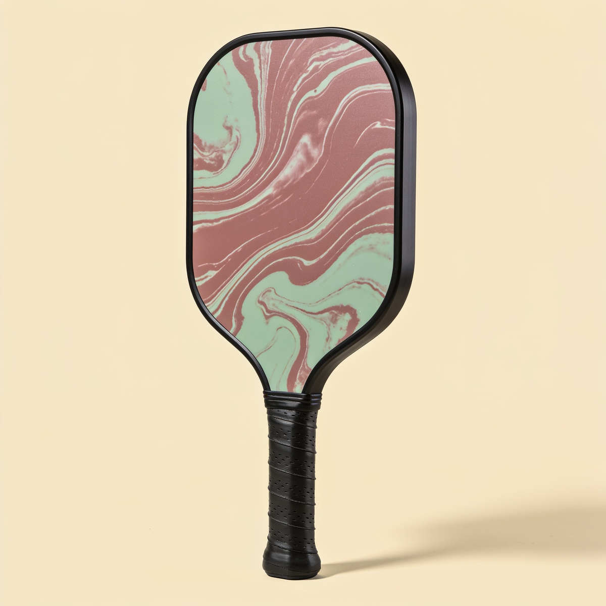 Dusty rose and sage green hydro dip pickleball paddle