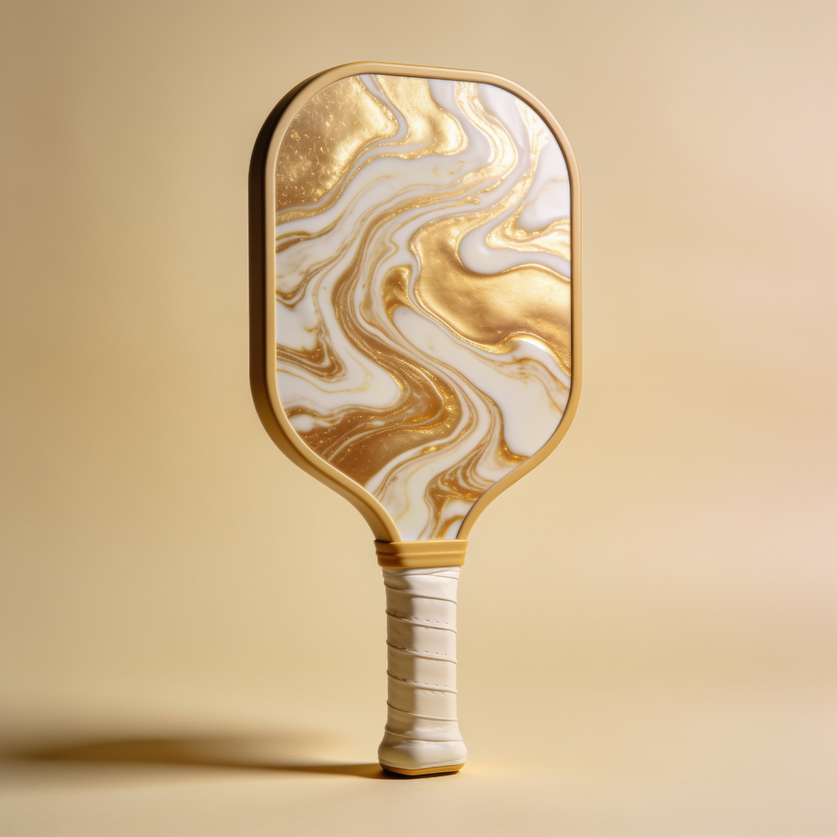 Gold and cream hydro dip pickleball paddle