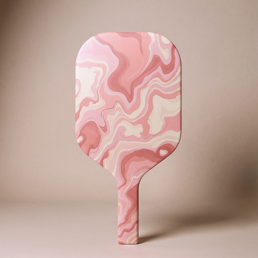 Blush and cream hydro dip carbon fiber pickleball paddle, exact production design